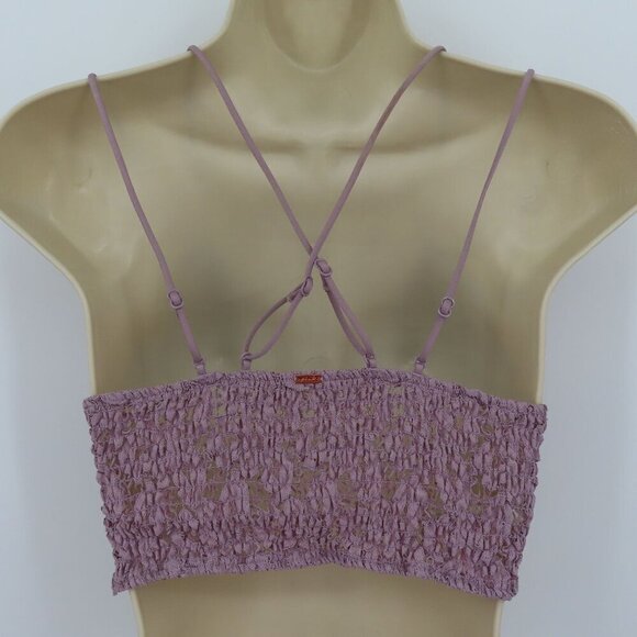 PINK Victorias Secret Medium Purple Lace Bralette Bra Strappy Wireless Lined - Picture 6 of 14